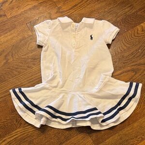 Polo White Kids Shirtdress with Navy Accents